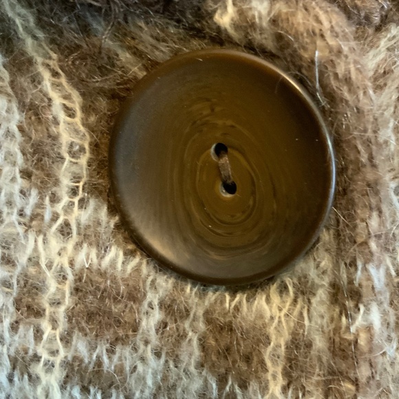 VTG ZARA long brown plaid cardigan coat with a hoodie. Mohair blend. Size M - Picture 10 of 10